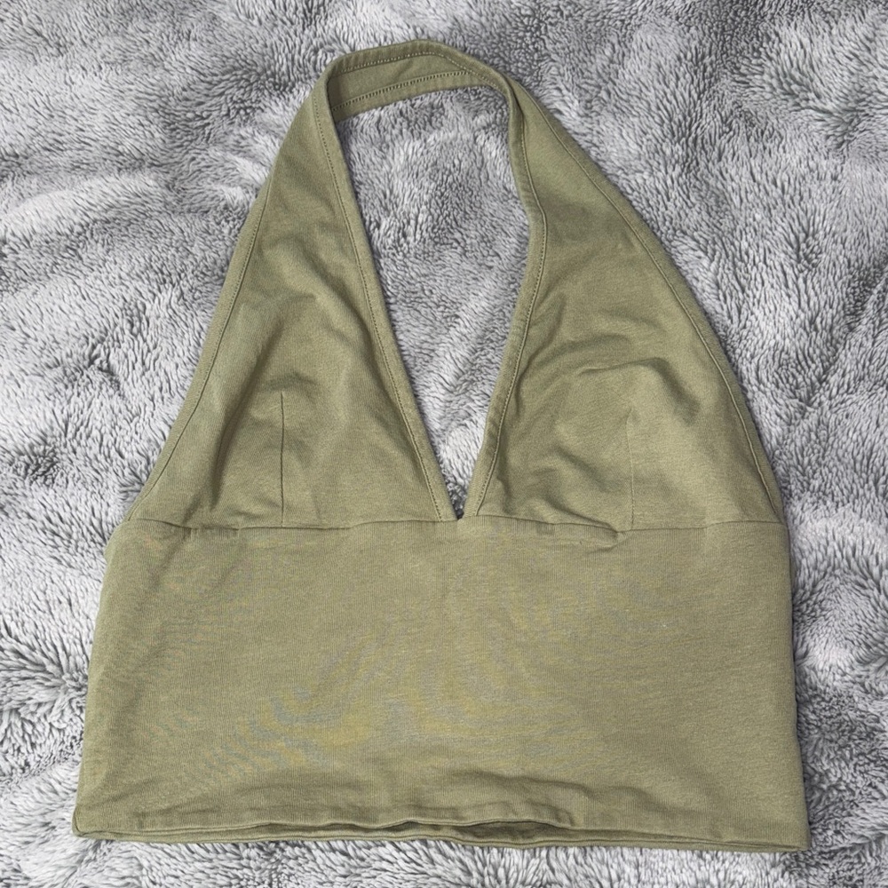 Cotton On Olive Halter Crop Top